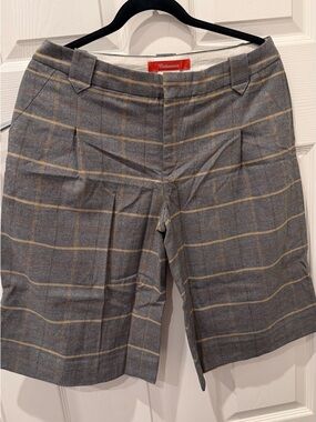 Cartonnier Gray Shorts with Tan Windowpane Stripes